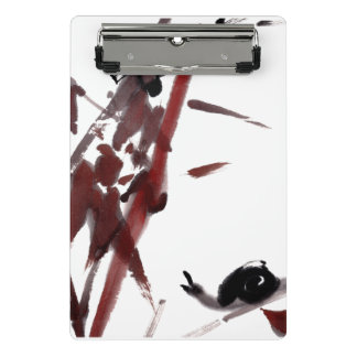 Tuschekunst mit Schnecke und Rotem Bambus Mini Klemmbrett