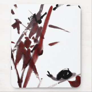 Tuschekunst mit Schnecke und Rotem Bambus Mousepad