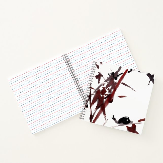 Tuschekunst mit Schnecke und Rotem Bambus Notizbuch (Innenseite)