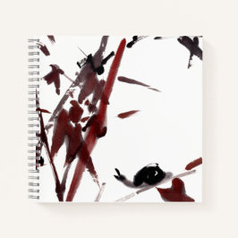 Tuschekunst mit Schnecke und Rotem Bambus Notizbuch