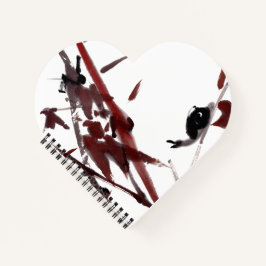 Tuschekunst mit Schnecke und Rotem Bambus Notizbuch