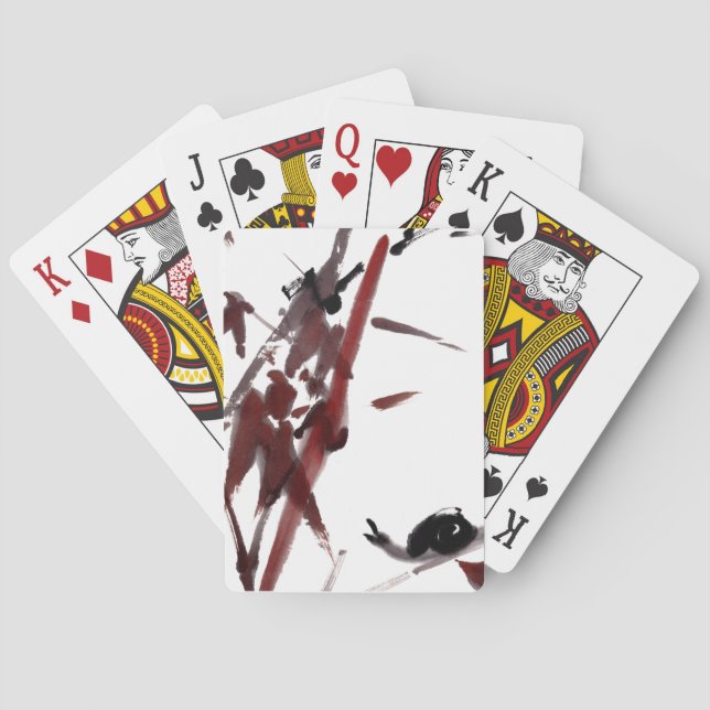 Tuschekunst mit Schnecke und Rotem Bambus Spielkarten (Rückseite)