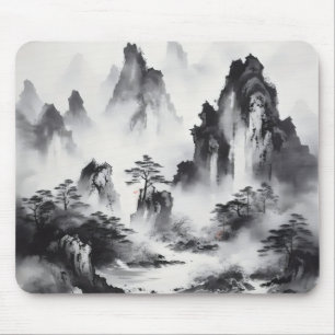 Tuschemalerei Berglandschaft Mousepad