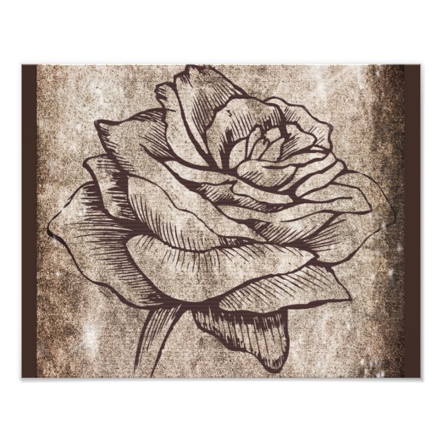 Tuschezeichnung Rose Fotodruck (Vorne)