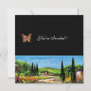 TUSKANISCHE LANDSCHAFT 5,gelb, grün, schwarz Einladung