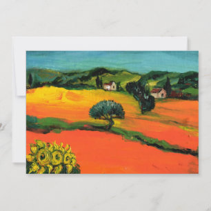 TUSKANISCHE LANDSCHAFT , blau grün gelb orange Einladung