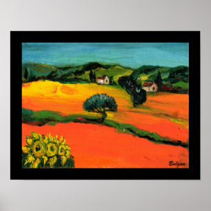 TUSKANISCHE LANDSCHAFT MIT SONNENBLUMEN POSTER