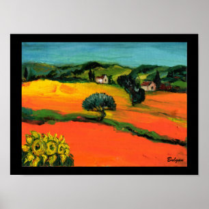 TUSKANISCHE LANDSCHAFT MIT SONNENBLUMEN POSTER