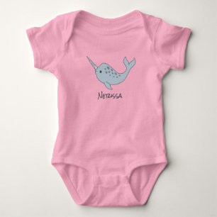 Tusked Narwhal Namensbaby-Bodysuit Baby Strampler