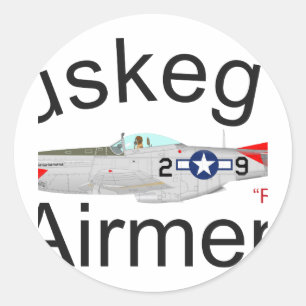 Tuskegee Airman P-51 Red Schwanzes Mustang Runder Aufkleber