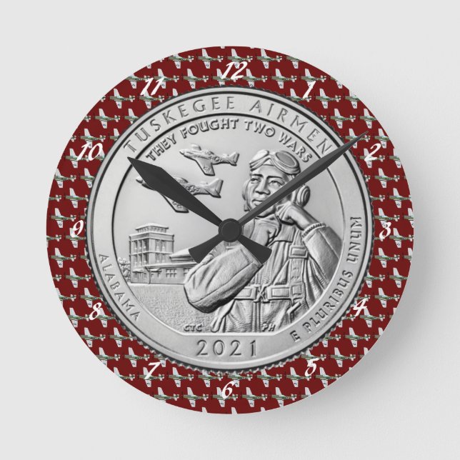 Tuskegee Airmen COIN Runde Wanduhr (Vorderseite)