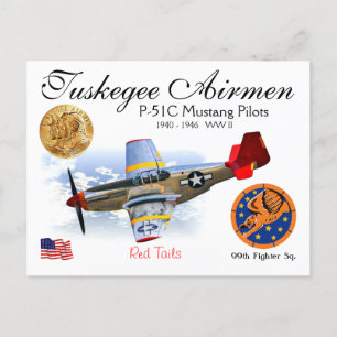 TUSKEGEE AIRMEN P-51C MUSTANG PILOTS POSTKARTE