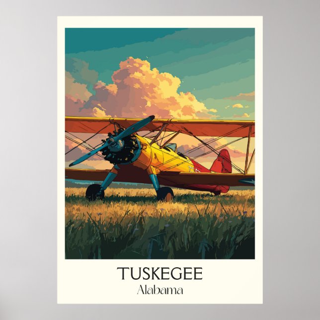 Tuskegee Alabama Vintage Airplane Poster (Vorne)