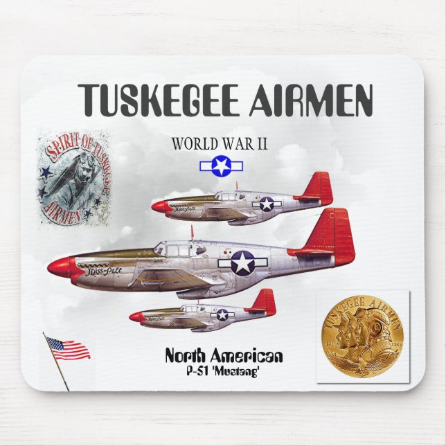 TUSKEGEE FLIEGER -301st Kämpfer Quadrat. - WW II Mousepad (Vorne)