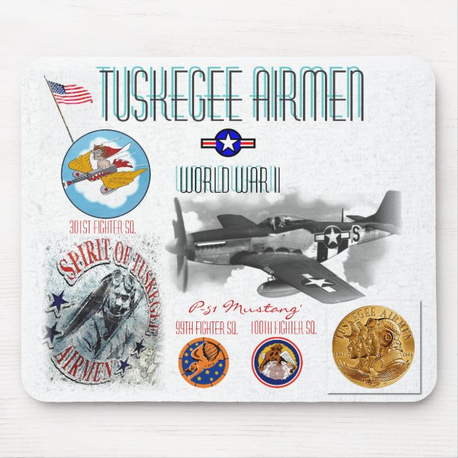 TUSKEGEE FLIEGER -301st Kämpfer Quadrat. - WW II Mousepad (Vorne)