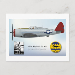 Tuskegee "Roter Schwanz" P-47C Thunderbolzen Postkarte