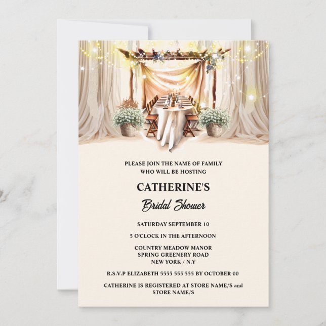 Tuskische Saitenleuchten mit eleganten Speisekarte Einladung (Vorderseite)