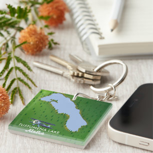 Tustumena Lake Travel Karte Akrylprint Schlüsselanhänger