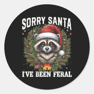 Tut mir leid, dass Santa I Feral Christmas Raccoon Runder Aufkleber