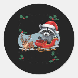 Tut mir leid, dass Santa I Feral Raccoon Xmas Ligh Runder Aufkleber