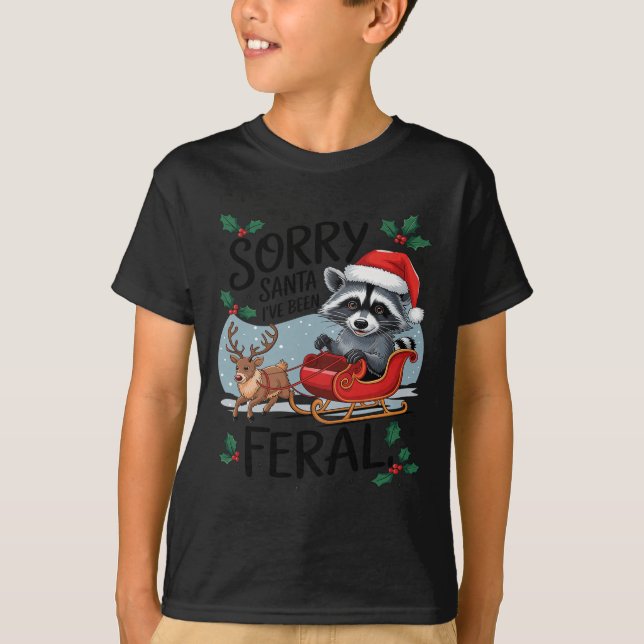 Tut mir leid, dass Santa I Feral Raccoon Xmas Ligh T-Shirt (Vorderseite)