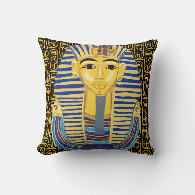 Tutankhamun Gold Mask und Cartouche Kissen (Vorderseite)