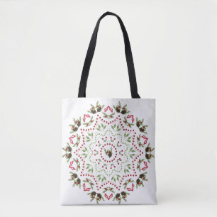 Tüte mit Mandala-Muster aus Kiefernzapfen und Beer