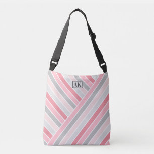 Tüte mit rosa gestreiftem Monogramm Tragetaschen Mit Langen Trägern