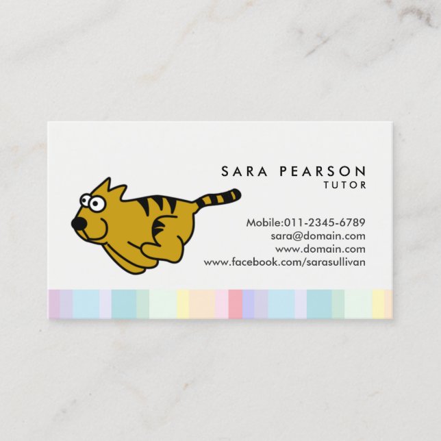 Tutor, der Niedlich die Cat Business Card ausführt Visitenkarte (Vorderseite)