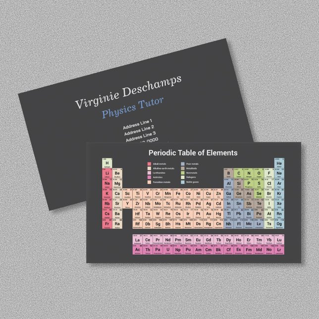 Tutor für Naturwissenschaften - Periodische Tabell Visitenkarte (Sciences Physics Tutor - Periodic Table on Black Business Card)