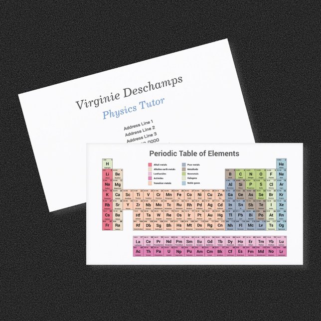 Tutor für Naturwissenschaften - Periodische Tabell Visitenkarte (Sciences Physics Tutor - Periodic Table on White Business Card)