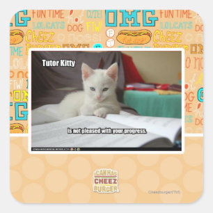 Tutor Kitty Quadratischer Aufkleber