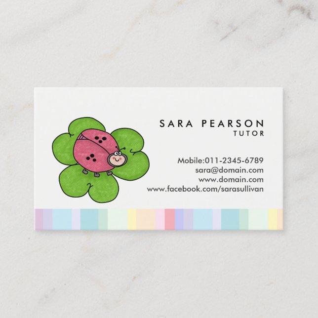 Tutor Niedlich Ladybug Business Card Visitenkarte (Vorderseite)