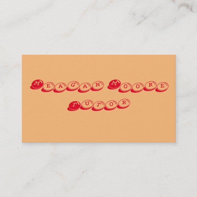 Tutor Red und Peach Visitenkarte (Vorderseite)