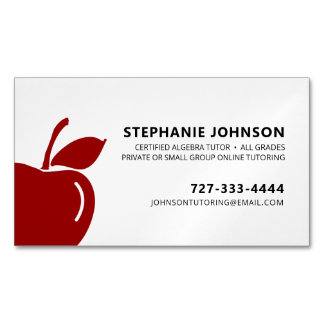 Tutor Unternehmer Ruby Red Apple Logo Black Text Magnetische Visitenkarte