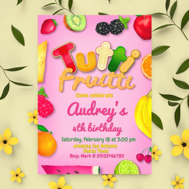 Tutti Fruitti - Frucht Geburtstagsparty Einladung (Tutti Fruitti - Fruits Birthday Party Invitation)