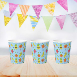 Tutti Fruitti Geburtstagsmuster Niedliche Früchte Pappbecher