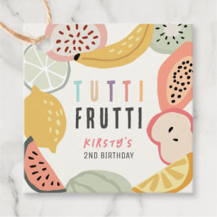 Tutti Frutti farbenfrohe Frucht 2. Geburtstag Geschenkanhänger