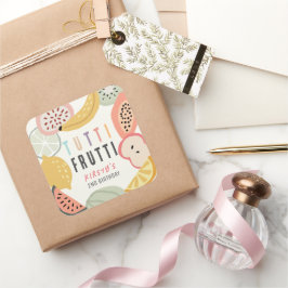 Tutti Frutti farbenfrohe Frucht 2. Geburtstag Quadratischer Aufkleber