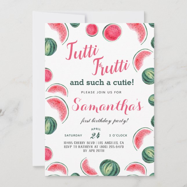 Tutti Frutti Fruit Birthday Einladung (Vorderseite)