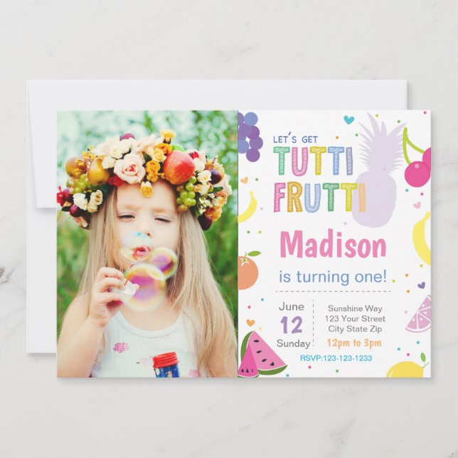 Tutti Frutti Geburtstagsparty Einladung (Vorderseite)