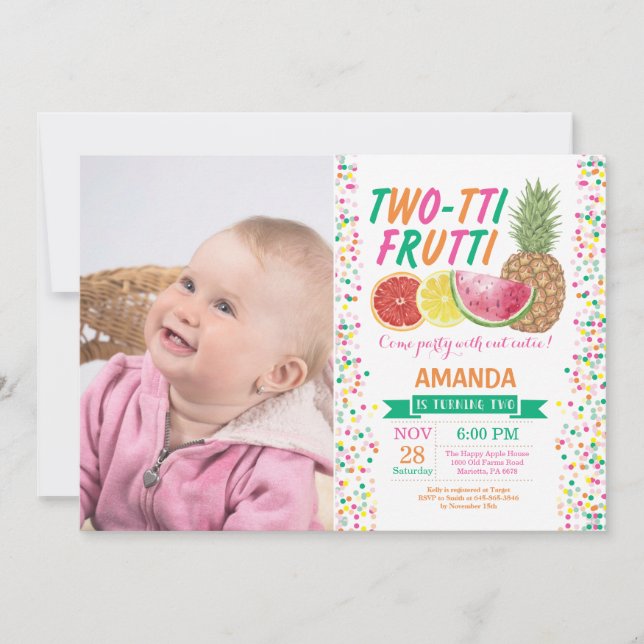 Tutti Frutti Geburtstagsparty Einladung 2. (Vorderseite)