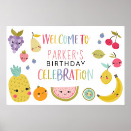 Tutti Frutti Rainbow Birthday Party Willkommensban Poster