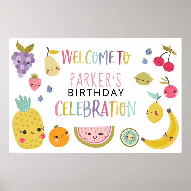 Tutti Frutti Rainbow Birthday Party Willkommensban Poster (Vorne)