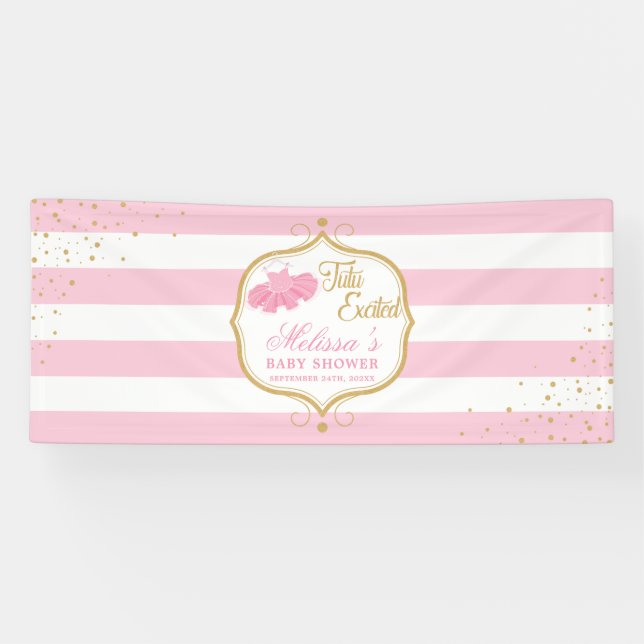 Tutu aufgeregt rosa Kleid und goldene Glitzer Glit Banner (Horizontal)