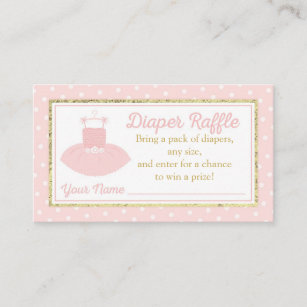Tutu Baby Showdiaper Raffle Ticket - Rosa Gold Begleitkarte