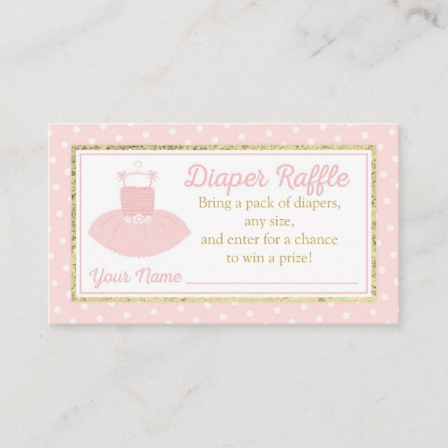 Tutu Baby Showdiaper Raffle Ticket - Rosa Gold Begleitkarte (Vorderseite)