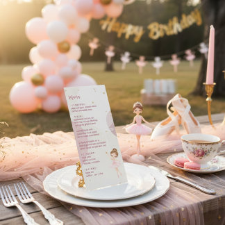 Tutu Ballerina Ballet Dancer Girl Birthday Menükarte