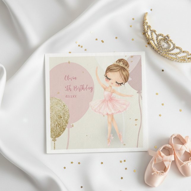 Tutu Ballerina Ballet Dancer Girl Pink Birthday Serviette (Von Creator hochgeladen)