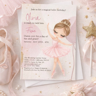 Tutu Ballerina Balletttänzerin Mädchen Geburtstag Einladung